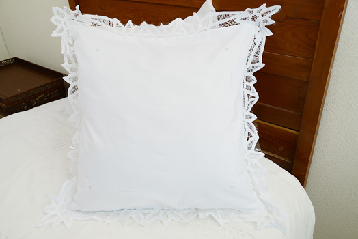 Old Fashion Battenburg Lace Pillow Sham, Large Euro 26x26"